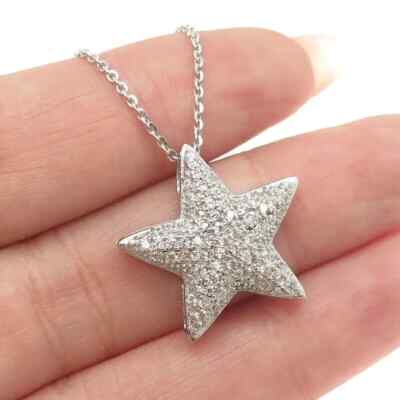 2Ct Round Lab Created Diamond Star Shape Pendant 14K White Gold Plated Silver