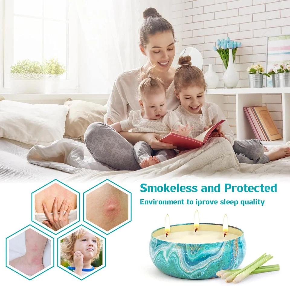 3 Wick Soy Wax Lemongrass Candle Set Outdoor Decorative 36oz Scented Jar Candle - Image 4 of 4