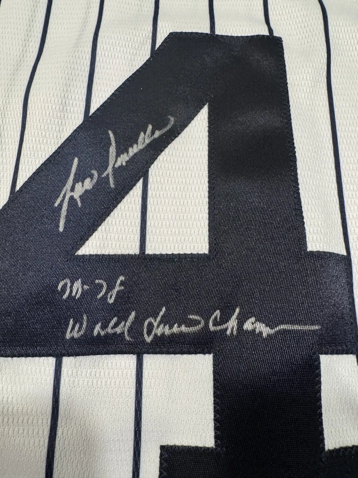 LOU PINIELLA SIGNED AUTO YANKEES JERSEY WITH 77 - 78 WORLD SERIES CHAMPS STAT - Image 2 of 3