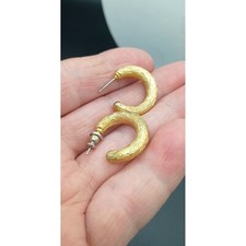 Vintage Matte Gold-Tone Textured Chunky Hoop Earrings With Post Backs Quality