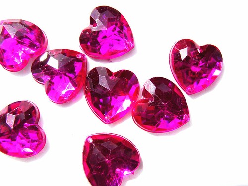 Acrylic Rhinestone Gems 16 mm Love Heart Flat Back Sew On Crystal Red Green Blue - Picture 37 of 57