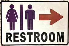 TIN SIGN new 8x12 Restroom toilet bathroom arrow men women bar restaurant C44