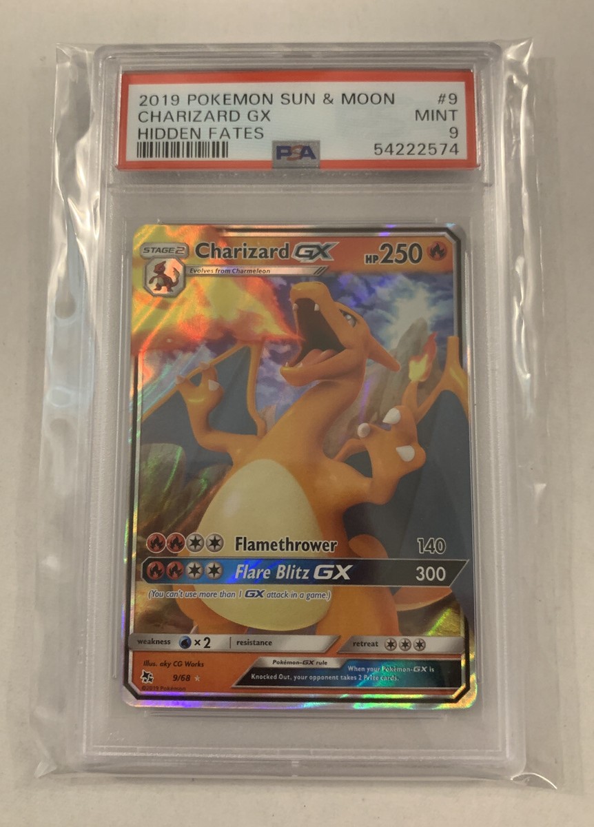 Charizard GX PSA 9 MINT HOLO RARE Sun & Moon Hidden Fates 9/68