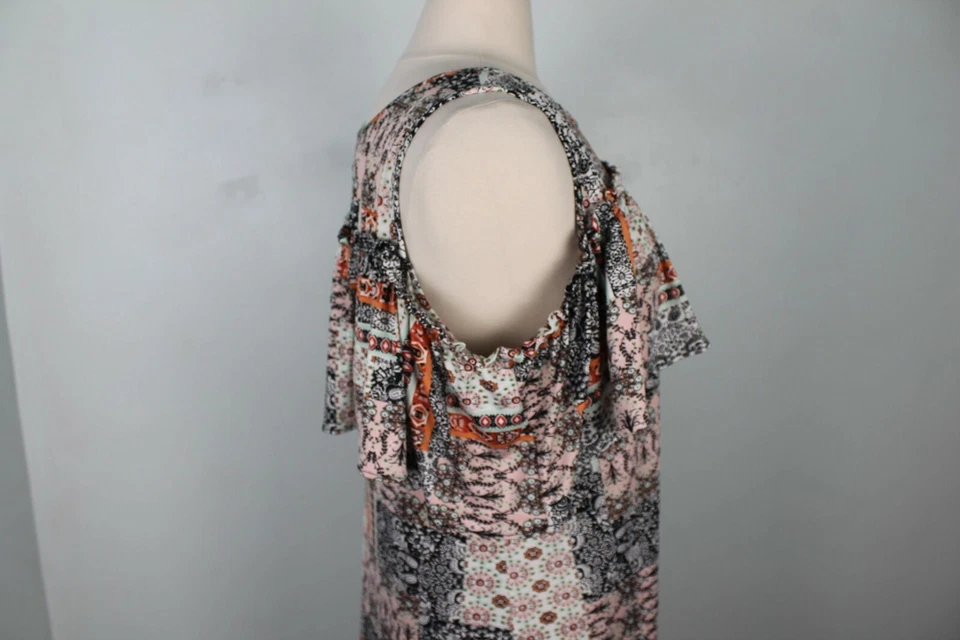 Vestido para mujer Emma & Michele multicolor sin mangas con volantes delantero talla L Foto 2 de 4