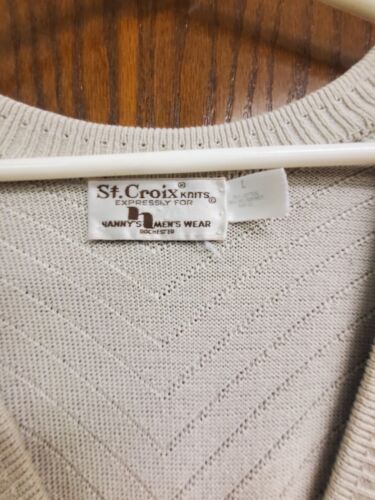 St. Croix Knits Sweater Mens Grandpa Sweater V Neck cardigan Large Made in USA - Picture 8 of 11
