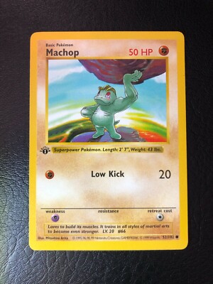 1999 Pokemon Game #52 Machop 1st Edition Base Set Card TCG 1999 Pokemon Game #52 Machop 1st Edition Base Set Card TCG