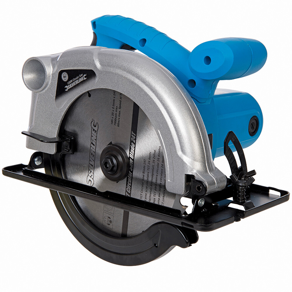 Scie circulaire electrique Silverline 185mm avec guide réglable pour travaux de rénovation