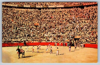 Vintage Postcard Plaza de Toros Mexico City Mexico Bullfight Desfile Cuadrilla