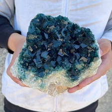 4.5lb NATURAL Green Cube FLUORITE Quartz Crystal Cluster Mineral Specimen