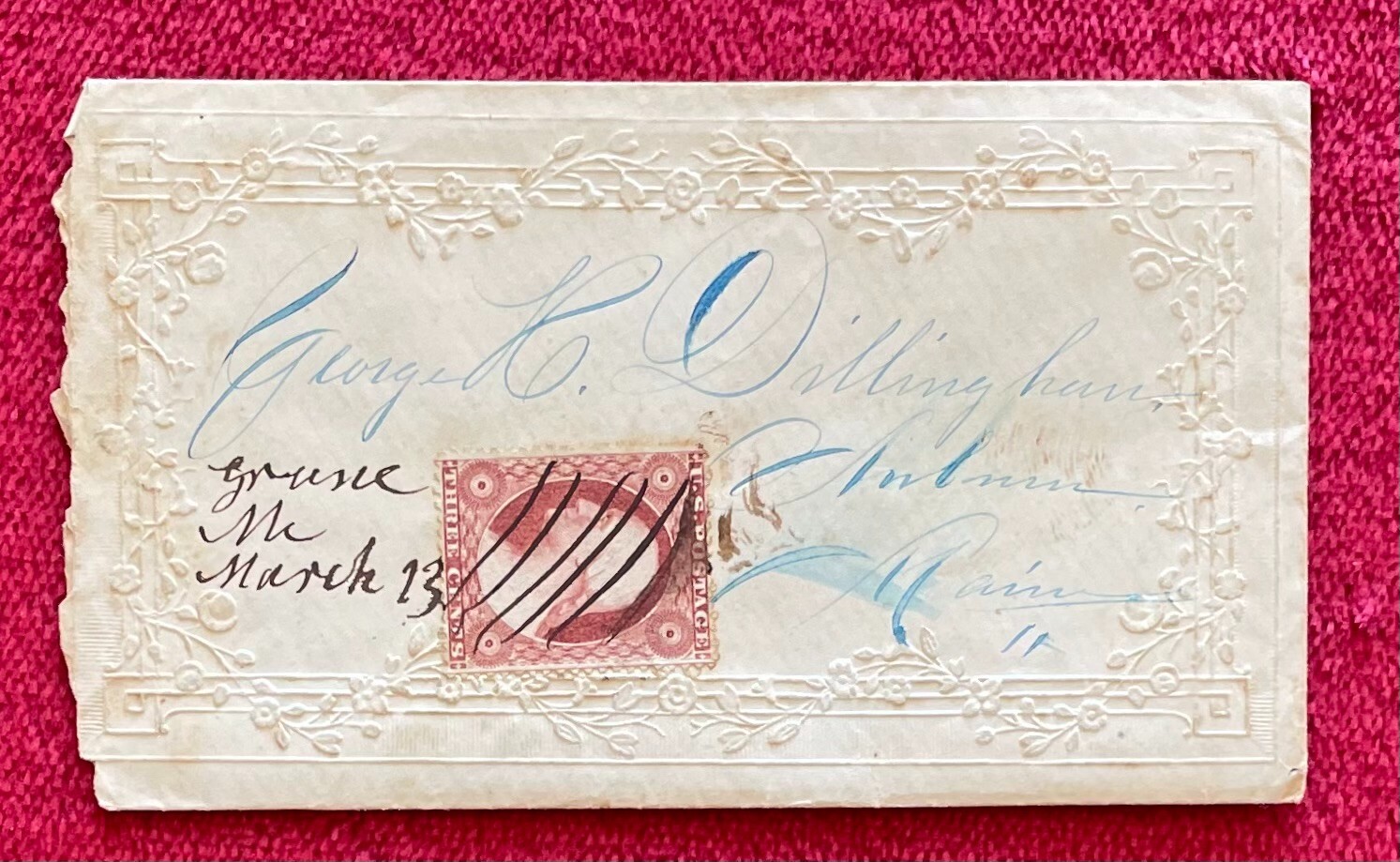 1850s POSTAL COVER & LETTER GREENE, MAINE NEGATIVE TEACHING