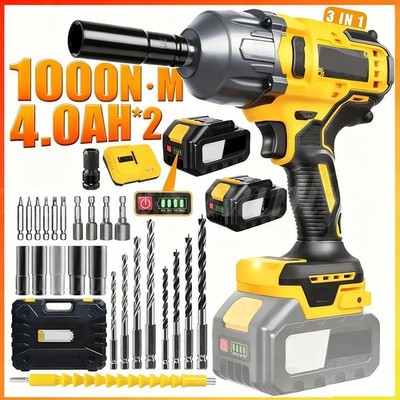 Cordless Impact Wrench 1/2'' 1180 Ft-lbs(1000 N.m)  Drill W/ 4000mAh Battery NEW