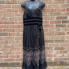 Y2K 00s Whimsigoth Elegant chiffonpleated lace Velvet Trim evening Dress midi 8