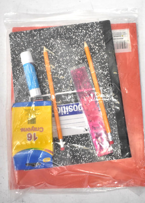 Classroom Pack w Folder/Composition Book/2 Pencils/Glue/16 Crayons/Ruler