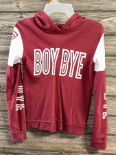 On Fire girls L large 12 100 cotton hooded sweatshirt maroon  boy bye  
