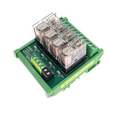 Molence DIN Rail Mount 4 Channels Relay AC/DC 24V Control 4 SPDT 10A Pluggabl...