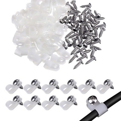 100 Pcs 1/4 Inch Rtype Cable Clips Clamp Kit Nylon Mounting Cord Fastener Clips