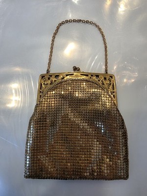 Whiting & Davis Vintage Gold Mesh Evening Bag with Short Chain Handle