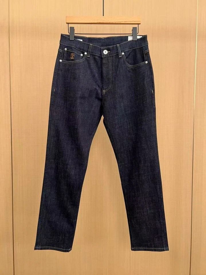 Brunello Cucinelli Regular Fit Straight Men's Jeans Zipper Pocket Trousers Pants - Image 2 of 4