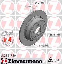 2x ZIMMERMANN Bremsscheibe COAT Z 450.5217.20 für FREELANDER LANDROVER L359 Si4