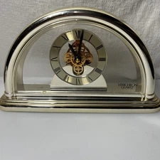 Verichron Quartz Mantle Clock 4RG797 Harris & Mallow Skeleton Half Round Works