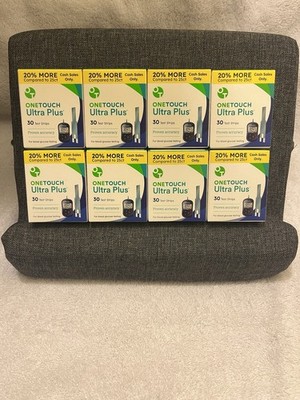 One Touch Ultra Plus Glucose Test Strips Lot of 8 NIB 30 each Exp 11/2026