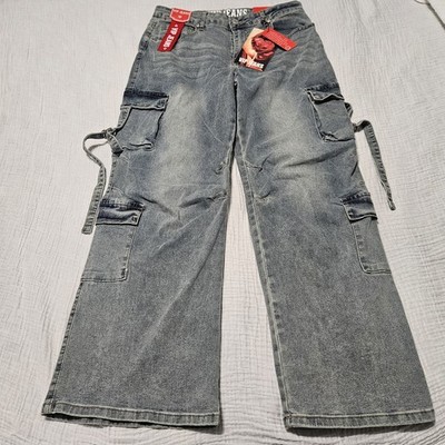 VIP Jeans Women's Cargo Utility Denim NWT Baggy Wide Leg Y2K Streetwear Style