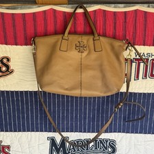 Tory Burch Mcgraw Cream Pebble Leather Top Zip Satchel Crossbody