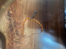 Pressed Baltic Amber Islamic Prayer Beads Tesbih with Silver Tassel