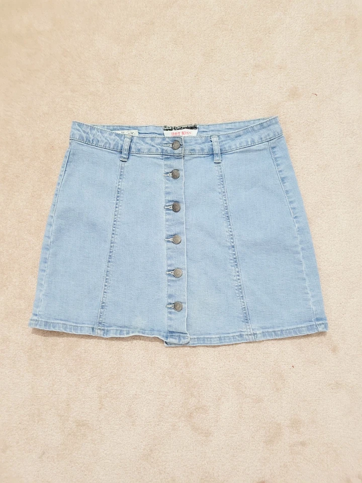 HOT KISS Y2K джинсовой ткани кнопка Skylar юбка женщин размер средний хлопок смесь эластичной - Изображение 3 из 4