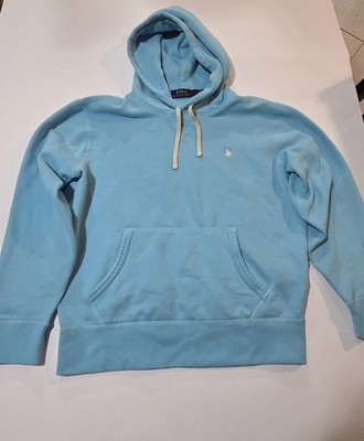 Polo Ralph Lauren Mens baby blue Long Sleeve Hooded T-Shirt Polo Logo Size M