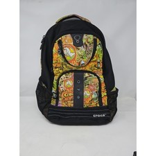 Crocs Graffiti Print Backpack Black Orange Green Jibbitz Charms Holes School Bag