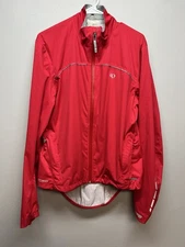 Men’s Medium Pearl Izumi Select Barrier WxB Rain Jacket With Snap Off Hood Red
