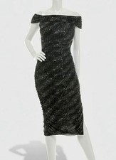 B. Darlin Juniors' Women's Black Glitter Ruched Off-Shoulder Dress Size XL