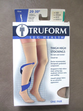 Truform 20-30 Above Knee Compression Stockings, Closed Toe, Beige, Size Medium