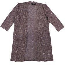 R  M Richards Women's Evening Outer Garment Lace Sequins Mid Length Brown 16