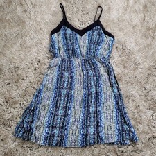 Forever 21 Spaghetti Strap Elastic Waist Blue Dress Size Small
