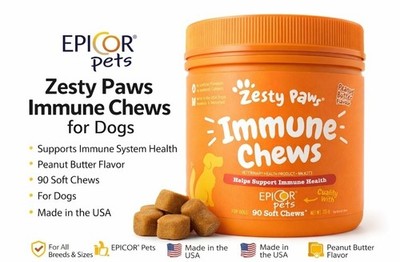 Zesty Paws Immune Chews Supplement for Dogs 90 Chews BB 4/2026 Peanut Butter