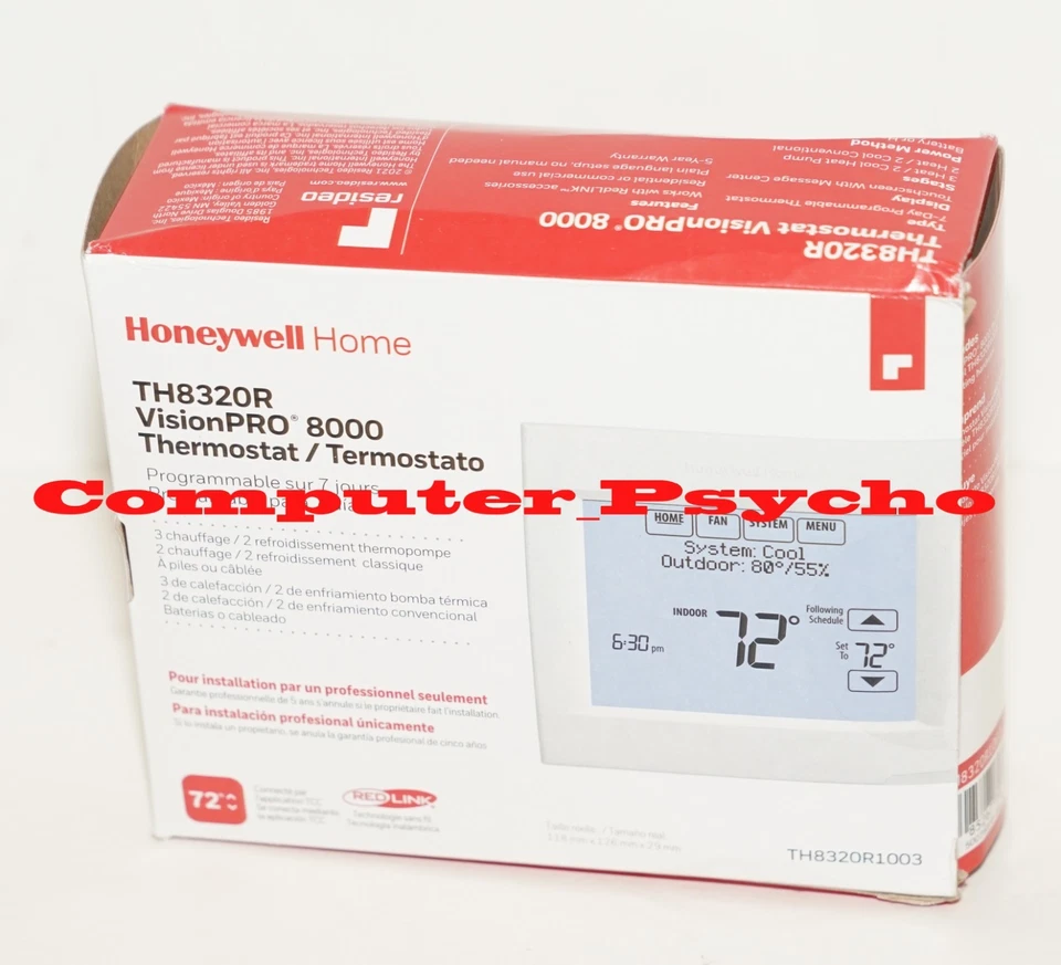 HONEYWELL TH8320R1003 VISIONPRO 8000 THERMOSTAT 7 DAY TOUCH WIFI C WIRE OR BATT - Image 2 of 4