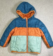 Cat Jack 2T Reversible Puffer Jacket Orange Blue Colorblock