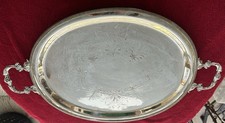 SAULT BROS Sheffield Silverplate vassoio da portata ovale 29” con manici decorati