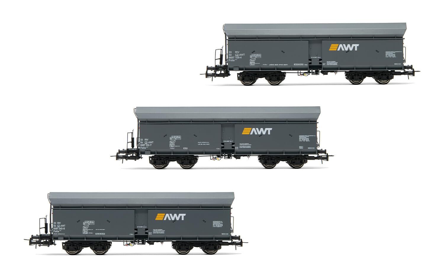 Awt, 3-Unit Pack Self Discarging Wagons Type Fals, Grey Livery, Ep. Vi NUOVO