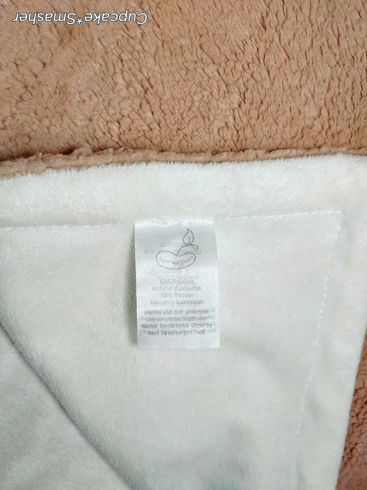 BEANSPROUT Baby Blanket Brown Beige Fleece Soft 30x36 Bean Sprout EUC - Image 2 of 3