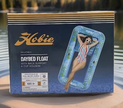 Hobie Inflatable Daybed Float with Back Support and Cup Holders 72x38x14 in