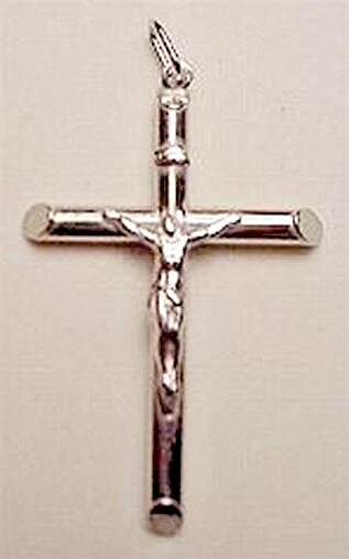 14k White Gold Large 1 3/4" Log Crucifix - Image 2 of 2