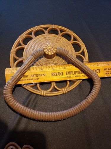 Vintage Homeco 3314 Portasciugamani finto vimini rattan legno di bosso 2596 2 farfalle - Foto 9 di 14