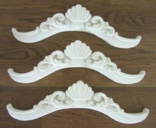 PLASTER CERAMIC PEDIMENT EMBELLISHMENT MOULDING WALL PLAQUE 15" Wide ~ SET of 3