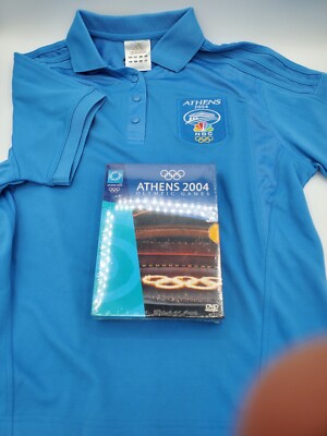 Athens 2004 Olympics DVD 4-Disc + Adidas NBC Polo Shirt Women s L NEW SEALED