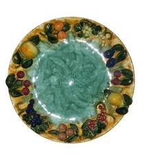 Vintage St Peter Graz Majolica Fruit Plate Wall-hanger 15" Dia.  Made In Austria