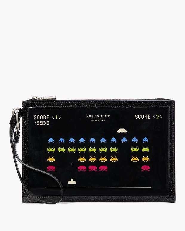 Space Invaders X Kate Spade Glitter Patent New York Wristlet KI754