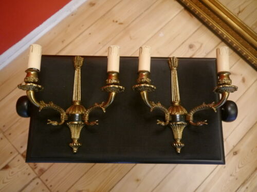 solid classic stylish empire wall lamps pair brass sconces arms old 2 lights  - 第 1/7 張圖片